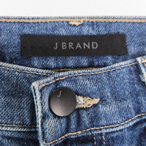 J Brand Medium Jules High Rise Rhinestone Stripe Straight Crop Jeans Size 26 - Picture 4 of 11